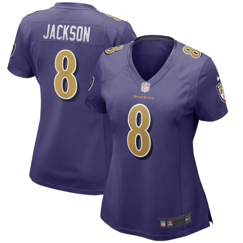 Camisola de jogo alternativa da Nike para mulher dos Baltimore Ravens, de Lamar Jackson - Roxa