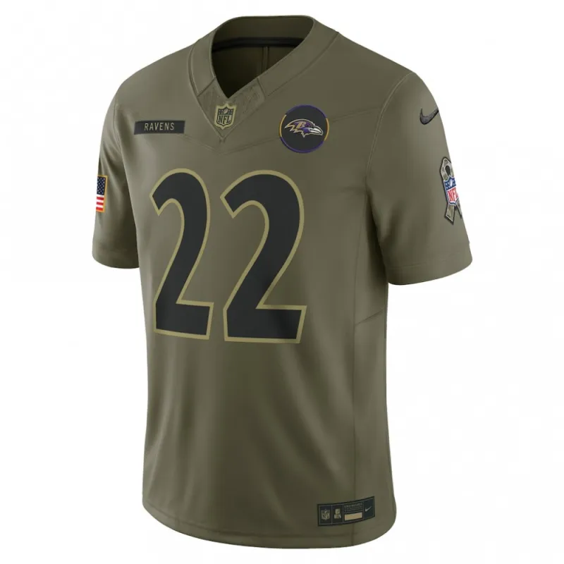 Derrick Henry Baltimore Ravens Nike 2025 Salute to Service Limited Jersey – Olive