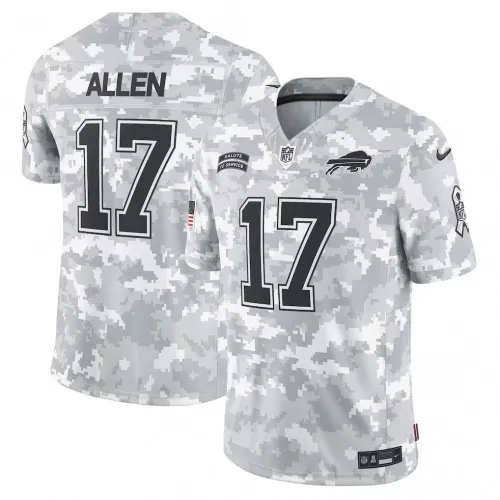 Maillot Nike « Arctic Camo » 2024 « Salute to Service » en édition limitée de Josh Allen des Buffalo Bills