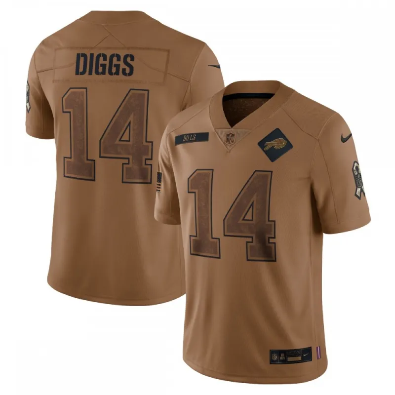 Camisa Nike 2023 «Salute To Service» de edição limitada de Stefon Diggs dos Buffalo Bills – Castanho