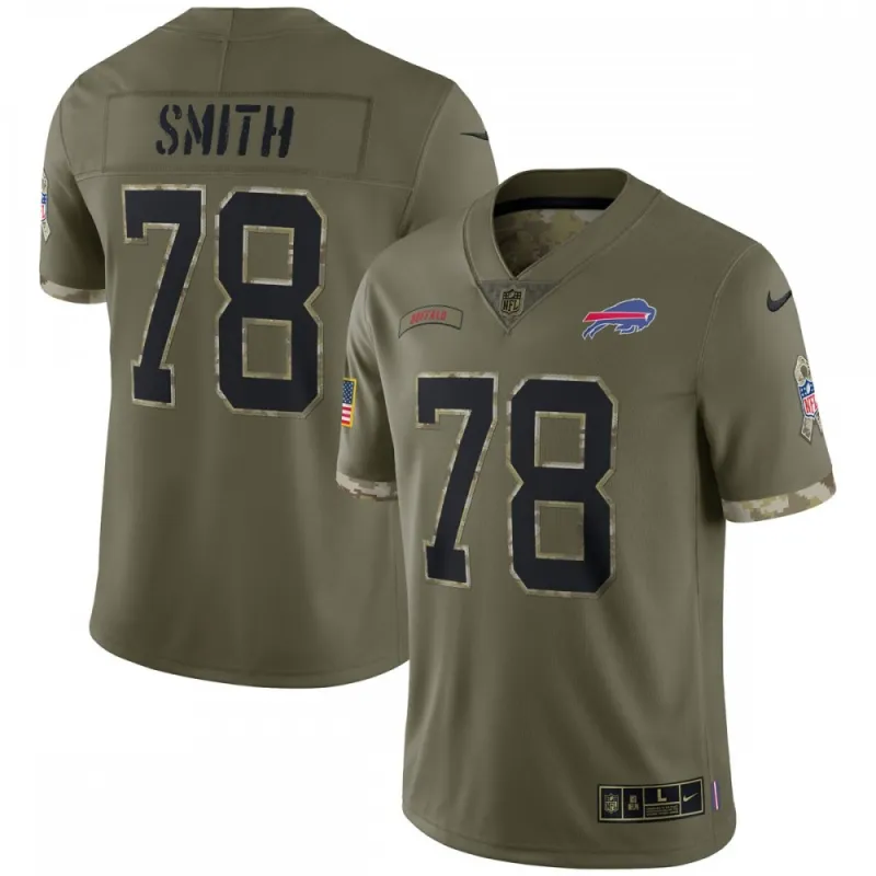 Bruce Smith Buffalo Bills 2022 Salute To Service Retired Player Limited Jersey – Olive
