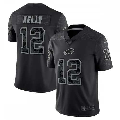 Camisa Nike de Jim Kelly, dos Buffalo Bills, jogador aposentado, edição limitada da RFLCTV - Preta