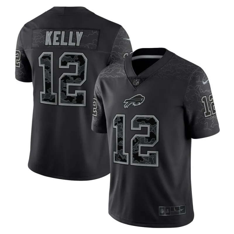 Jim Kelly Buffalo Bills Nike Retired Player RFLCTV Limited Jersey – Black
