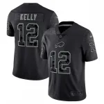 Camisa Nike de Jim Kelly, dos Buffalo Bills, jogador aposentado, edição limitada da RFLCTV - Preta Jim Kelly Buffalo Bills Nike Retired Player RFLCTV Limited Jersey – Black