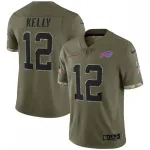 Maglia in edizione limitata di Jim Kelly dei Buffalo Bills "Salute To Service" 2022 per giocatori in pensione - Colore oliva Jim Kelly Buffalo Bills 2022 Salute To Service Retired Player Limited Jersey – Olive