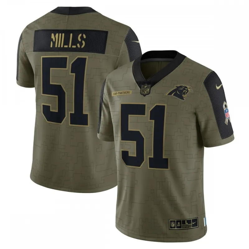 Sam Mills Carolina Panthers Nike 2021 Salute To Service Retired Player Limited Jersey – Olive