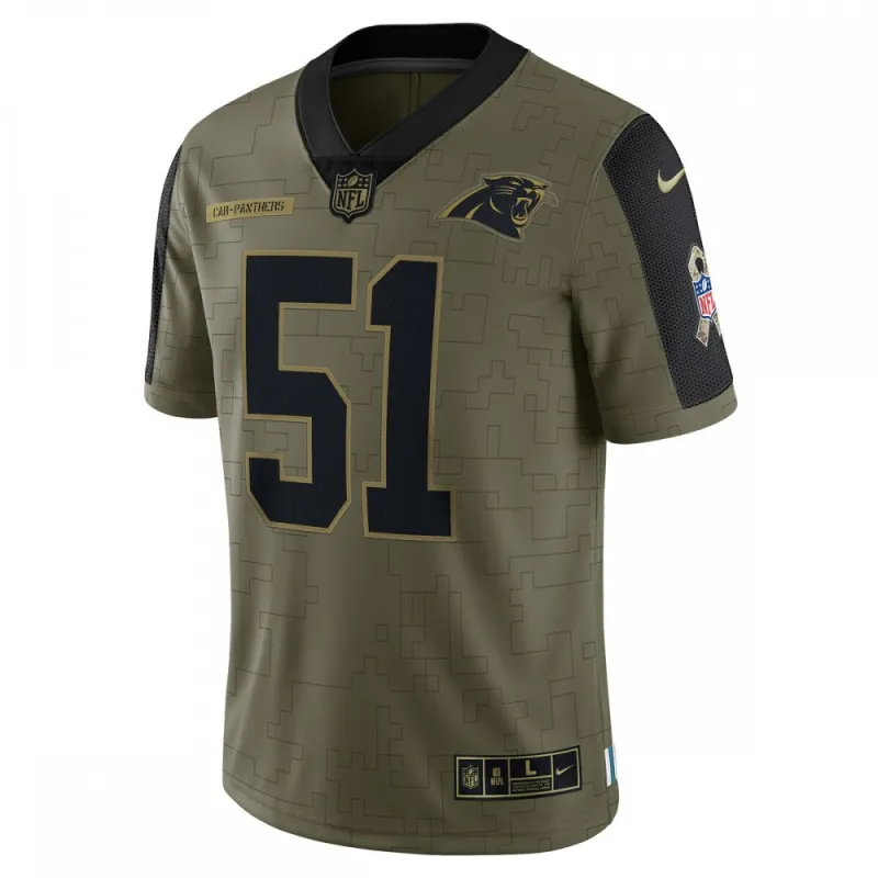Sam Mills Carolina Panthers Nike 2021 Salute To Service Retired Player Limited Jersey – Olive