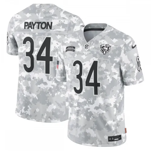 Walter Payton Chicago Bears Nike 2024 Salute to Service Limited-editie shirt voor gepensioneerde spelers - Arctic Camo