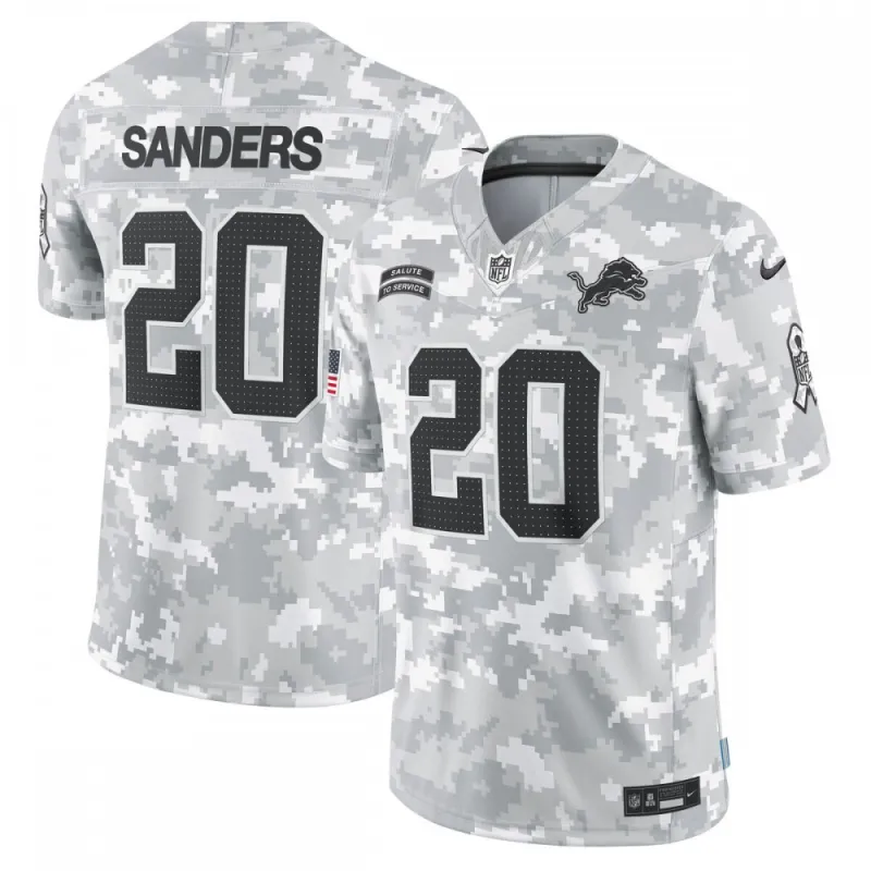 Barry Sanders Detroit Lions Nike 2024 Salute to Service Retired Player Limited Jersey – Arctic Camo