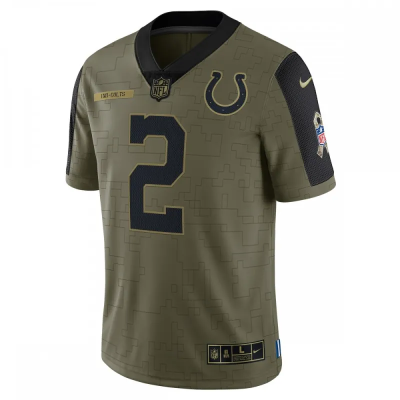 Carson Wentz Indianapolis Colts Nike 2021 Salute To Service Limited Player Jersey – Olive