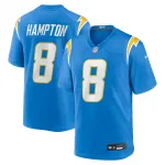 Camisa de jogo do Omarion Hampton dos Los Angeles Chargers da Nike, selecionado na primeira ronda do Draft da NFL de 2025 - Azul-claro Omarion Hampton Los Angeles Chargers Nike 2025 NFL Draft First Round Pick Game Jersey – Powder Blue
