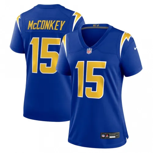 Camisola de jogo alternativa da Nike para mulher dos Los Angeles Chargers, de Ladd McConkey - Azul-real
