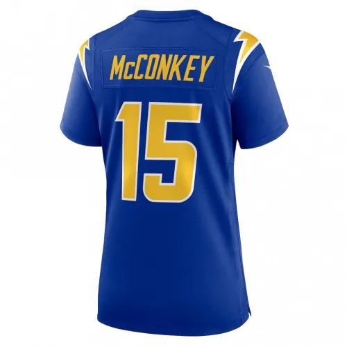 Camiseta de partido alternativa para mujer de Nike de Ladd McConkey, de los Los Angeles Chargers – Azul real