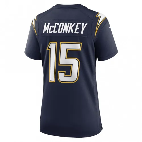 Camiseta de partido alternativa «Super Chargers» de Nike para mujer de Ladd McConkey, de los Los Angeles Chargers – Azul marino