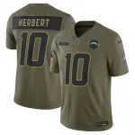 Justin Herbert Los Angeles Chargers Nike 2025 Salute to Service Limited Jersey – Olive
