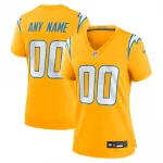 Camisa de jogo personalizada «Charger Power» alternativa da Nike para mulher dos Los Angeles Chargers - Dourada
