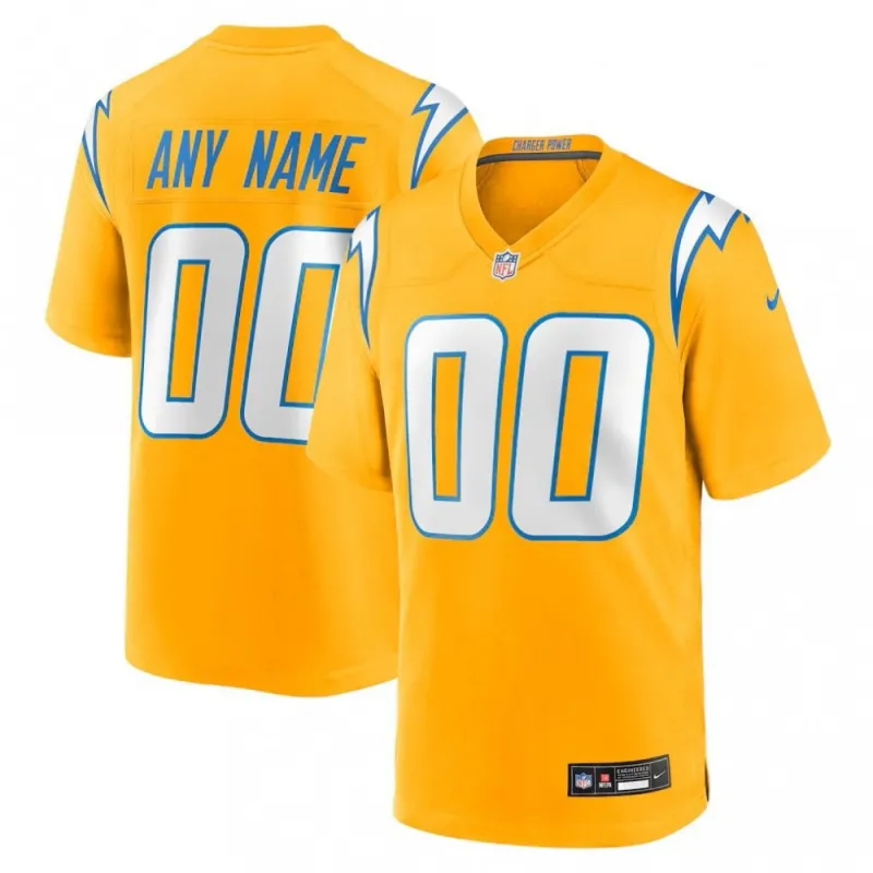 Los Angeles Chargers Nike Alternate Charger Power Game Custom Jersey – Gold