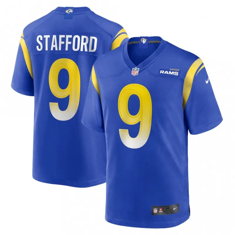 Maglia da gioco Nike per ragazzi di Matthew Stafford dei Los Angeles Rams – Blu reale