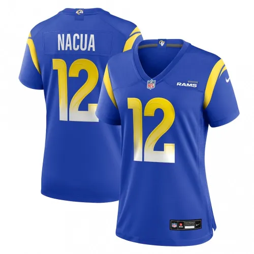 Camisola de jogo feminina Nike da Puka Nacua dos Los Angeles Rams - Azul-real