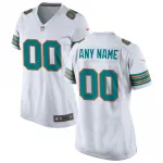 Maillot de match alternatif personnalisé Nike pour femme des Miami Dolphins - Blanc Miami Dolphins Nike Women’s Alternate Custom Game Jersey – White