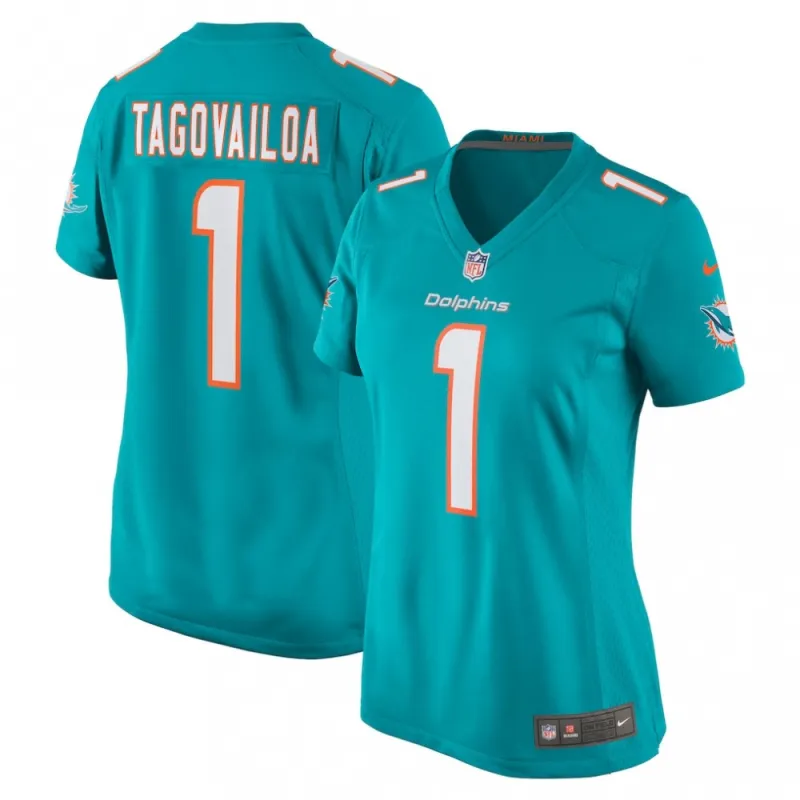 Maillot de match Nike pour femme des Miami Dolphins de Tua Tagovailoa – Aqua