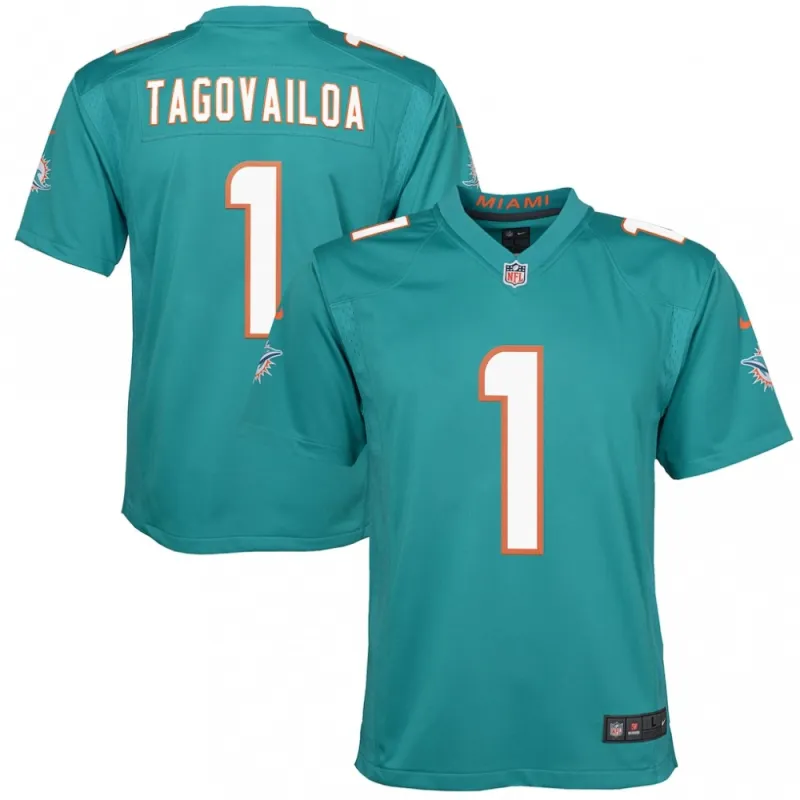 Tua Tagovailoa Miami Dolphins Nike Youth Game Jersey – Aqua