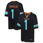 Camisa de jogo Nike para jovens dos Miami Dolphins de Tua Tagovailoa, coleção Rivalries 2025 – Azul Pitch Camisa de jogo Nike para jovens dos Miami Dolphins de Tua Tagovailoa, coleção Rivalries 2025 – Azul Pitch