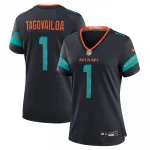 Maglia da partita Nike da donna della collezione Rivalries 2025 dei Miami Dolphins con Tua Tagovailoa - Blu Pitch Tua Tagovailoa Miami Dolphins Nike Women’s 2025 Rivalries Collection Game Jersey – Pitch Blue