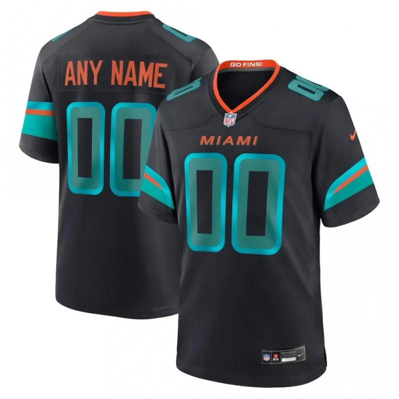 Men’s Nike Pitch Blue Miami Dolphins 2025 Rivalries Collection Custom Game Jersey