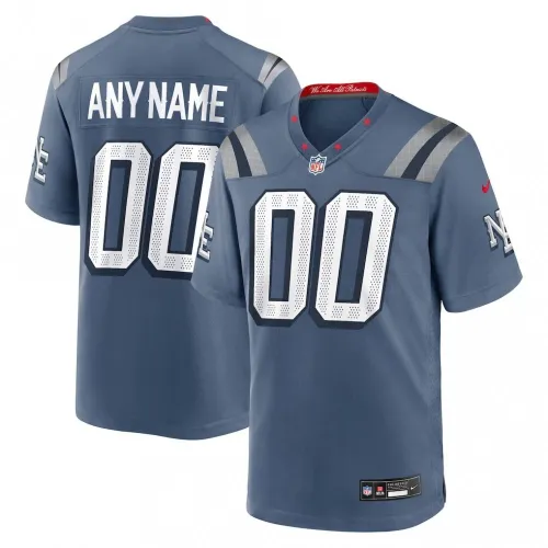Maglia da partita personalizzata dei New England Patriots della collezione Nike Rivalries 2025 - Storm Blue