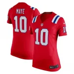 Camisa alternativa Nike feminina dos New England Patriots de Drake Maye - Vermelha