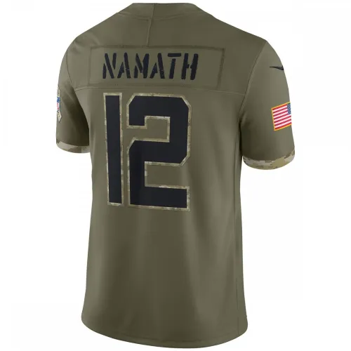 Joe Namath New York Jets 2022 Salute To Service Retired Player Limited Jersey – Olive