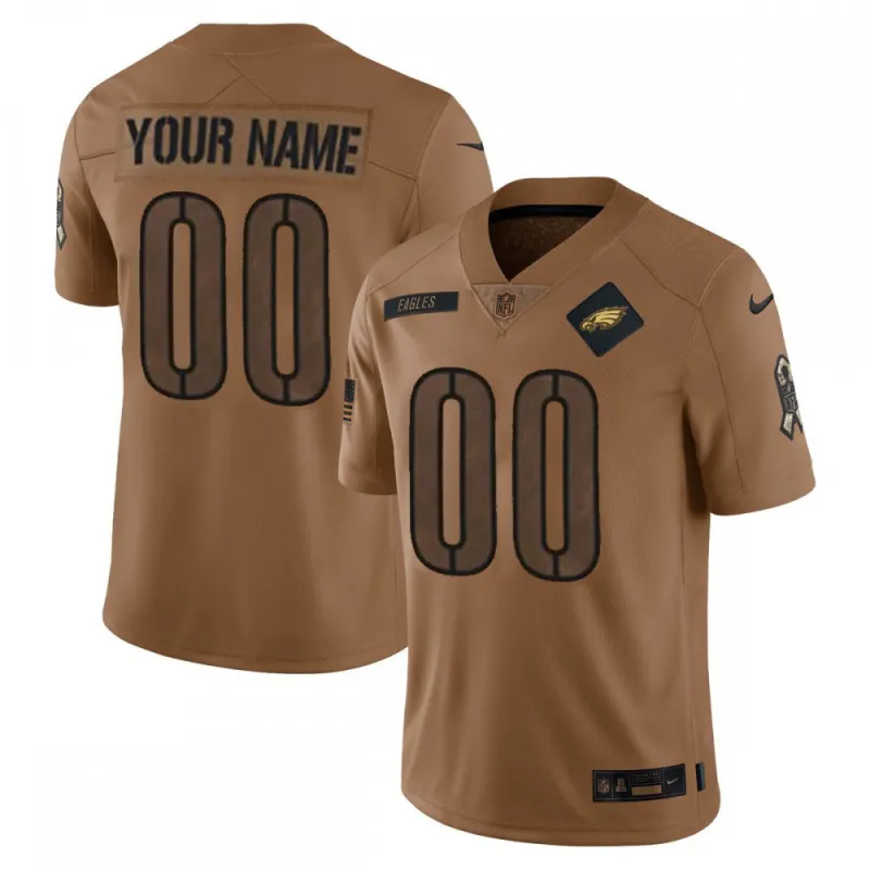 Philadelphia Eagles Nike 2023 Salute to Service Brown Limited Custom Jersey