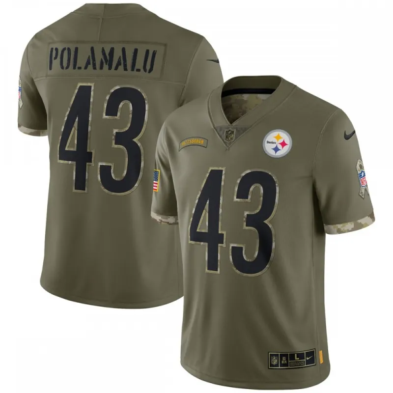 Troy Polamalu Pittsburgh Steelers 2022 Salute To Service Retired Player Limited Jersey – Olive