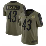 Troy Polamalu Pittsburgh Steelers Nike 2021 Salute To Service Retired Player Limited Jersey – Olive