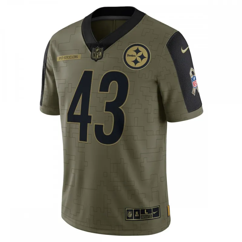 Troy Polamalu Pittsburgh Steelers Nike 2021 Salute To Service Retired Player Limited Jersey – Olive