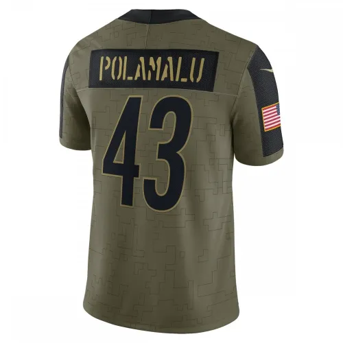 Troy Polamalu Pittsburgh Steelers Nike 2021 Salute To Service Retired Player Limited Jersey – Olive