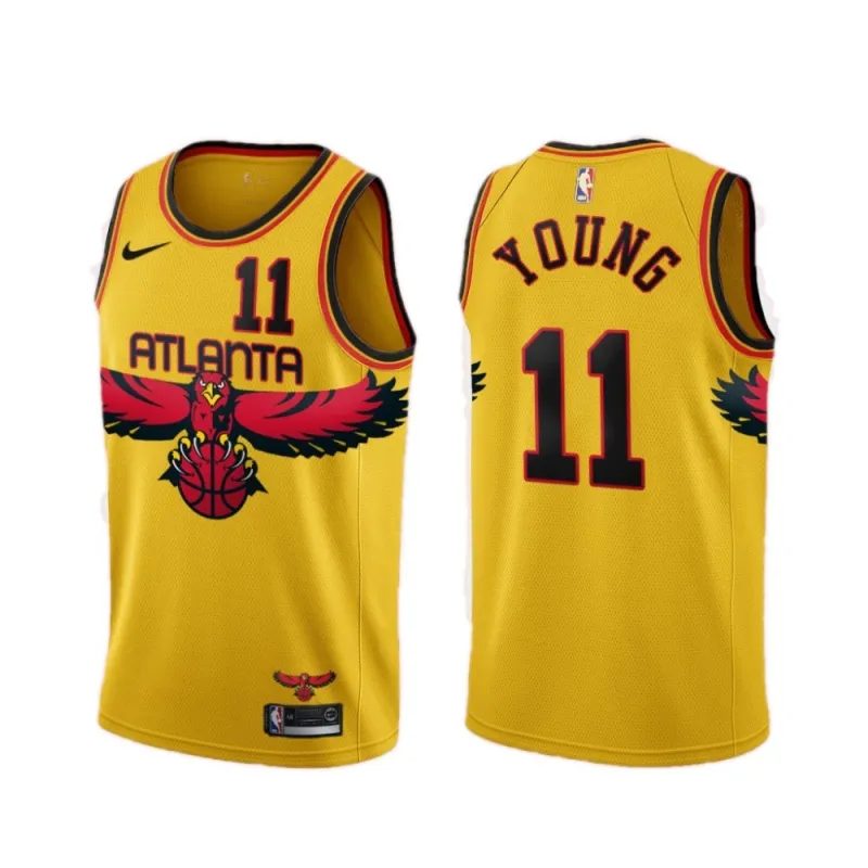 Nike geel 2021/22 Swingman NBA-shirt voor heren van de Atlanta Hawks met Trae Young #11 – City Edition
