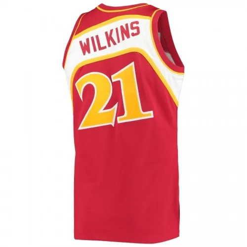 Men’s Atlanta Hawks Dominique Wilkins #21 Throwback Mitchell & Ness Red 86-87 Hardwood Classics Player Jersey