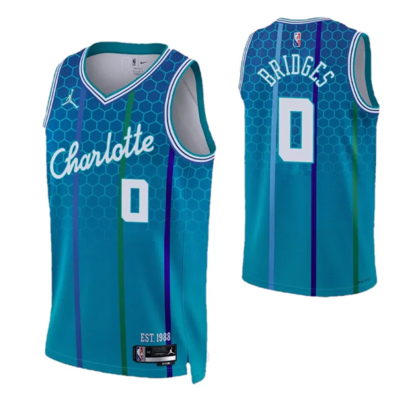 Charlotte Hornets Herren-Trikot „Miles Bridges #0“ von Nike, blau, Saison 2021/22, Swingman-NBA-Trikot – City Edition