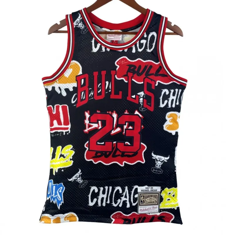 Chicago Bulls Michael Jordan #23 Throwback Street Graffiti 1997-98 Hardwood Classics Jersey