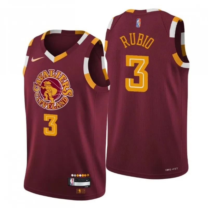 Men’s Cleveland Cavaliers Ricky Rubio #3 Nike Wine 2021/22 Swingman NBA Jersey – City Edition