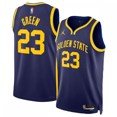 Maglia Swingman con stemma Draymond Green dei Golden State Warriors, Jordan Brand, unisex, stagione 2022/23 - Edizione Statement - Blu navy