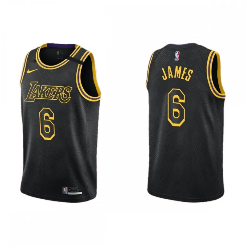 Herren Los Angeles Lakers LeBron James #6 Schwarz Swingman Jersey - City Edition