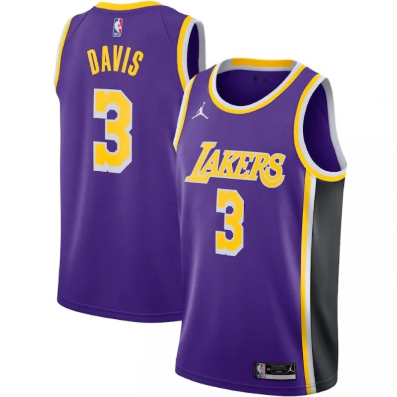 Camisa Swingman dos Los Angeles Lakers para homem, Anthony Davis #3, Jordan Purple – Edição Statement