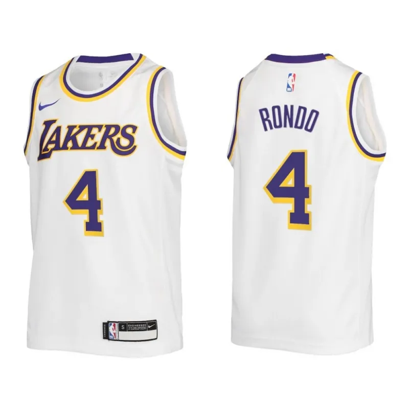 Men’s Los Angeles Lakers Rajon Rondo #4 Nike White Swingman NBA Jersey – Association Edition