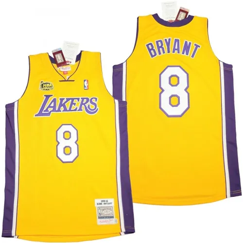Men’s Los Angeles Lakers Home Final Kobe Bryant #8 Throwback Yellow 1999-00 Hardwood Jersey