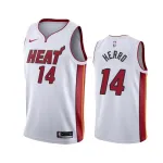 Camisa Swingman Nike branca do Miami Heat para homem, modelo Tyler Herro #14, época 2020/21 – Edição Icon