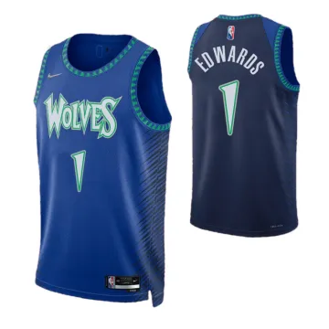 Uomo Minnesota Timberwolves Anthony Edwards #1 Nike Blue 2021/22 Swingman NBA Jersey - City Edition