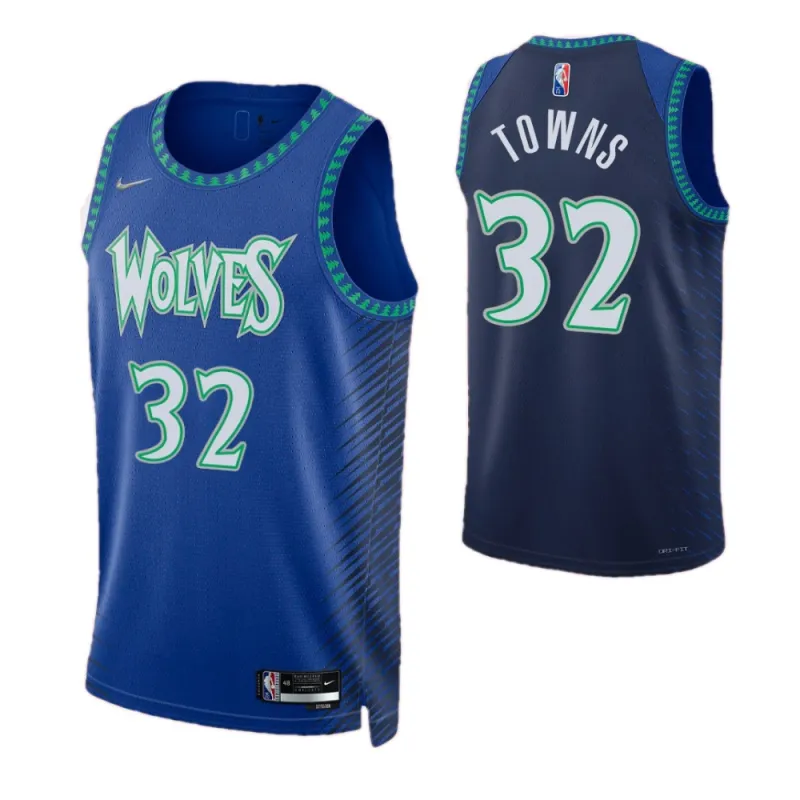 Men’s Minnesota Timberwolves Towns #32 Nike Blue 2021/22 Swingman NBA Jersey – City Edition